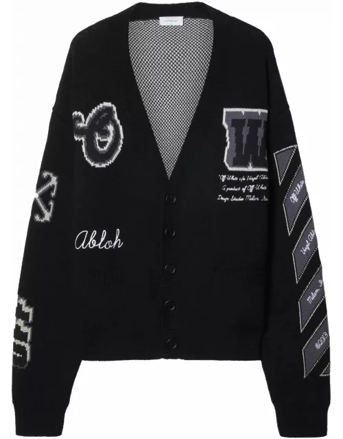 Off-White Logo Embroidered Knit Cardigan