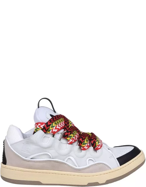 Lanvin Curb Sneakers In Leather And Suede With Multicolor Lace