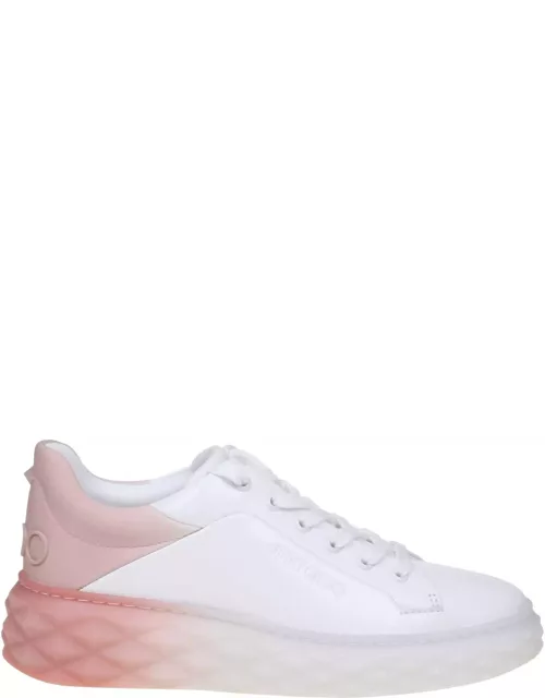 Jimmy Choo Diamond Maxi Sneakers In White And Pink Leather