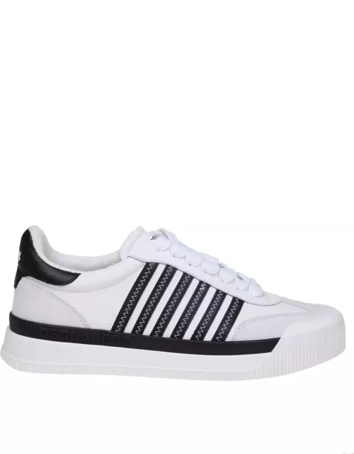 Dsquared2 New Jersey Sneakers In White/black Leather
