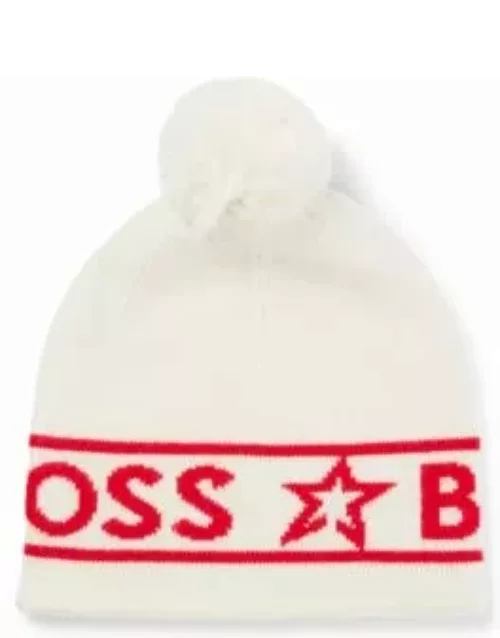 BOSS x Perfect Moment wool beanie hat with logo intarsia- White Men's Accessorie