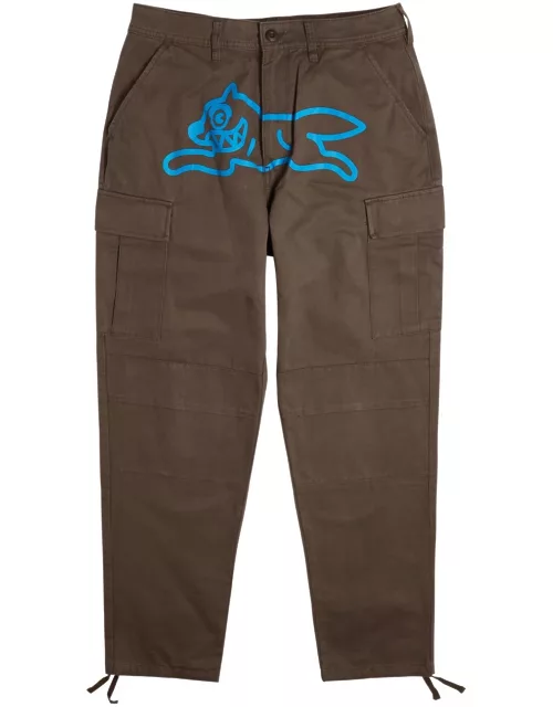 Ice Cream Running Dog Printed Cotton Cargo Trousers - Brown