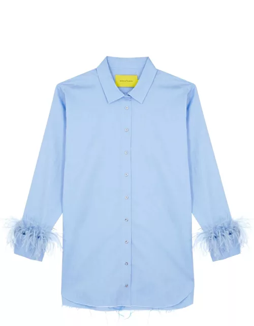 Marques' Almeida Feather-trimmed Cotton Shirt - Blue - S (UK8-10 / S)