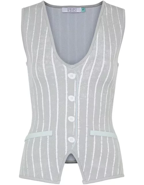 PH5 Marigold Intarsia Stretch-knit top - Grey - S (UK8-10 / S)