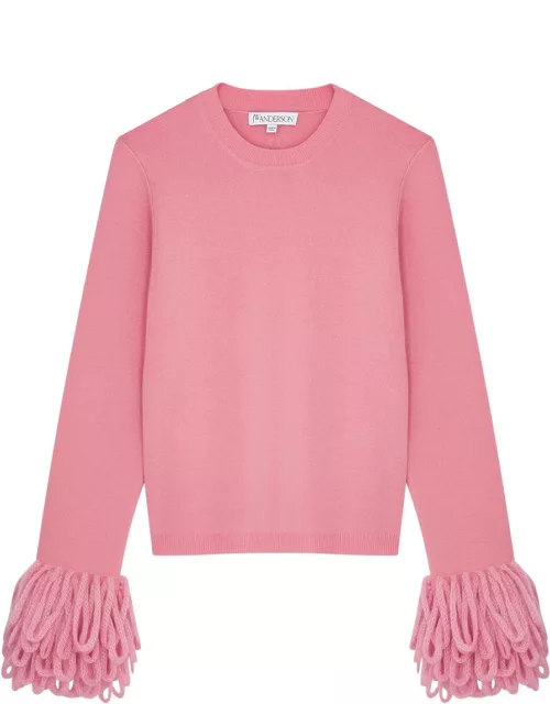 JW Anderson Fringed Stretch-wool top - Pink - M (UK12 / M)