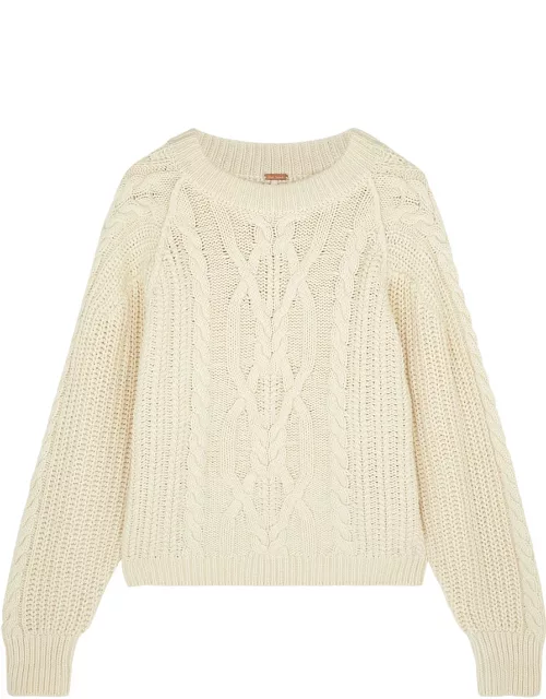 Free People Frankie Cable-knit Cotton Jumper - Ivory - S (UK 8-10 / S)
