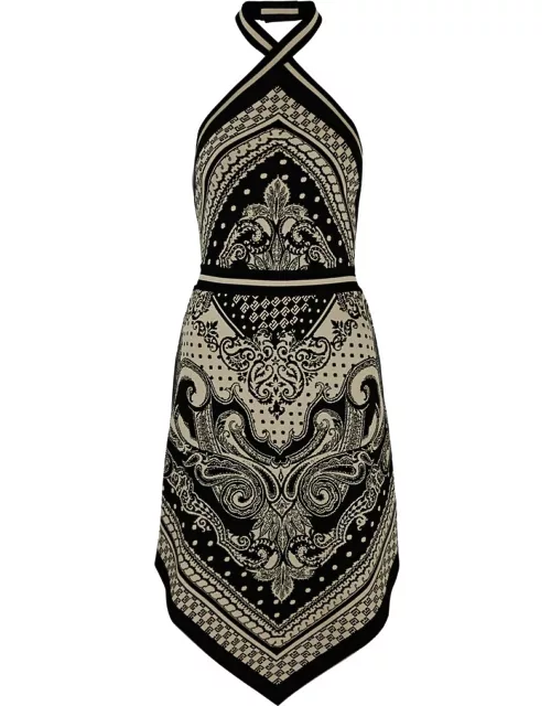 Balmain Bandana-intarsia Knitted Midi Dress - Black - 40 (UK12 / M)