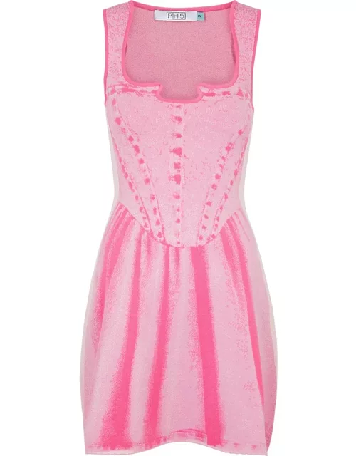 PH5 Poppy Intarsia Stretch-knit Mini Dress - Pink - M (UK12 / M)
