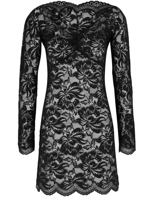 Rabanne Floral Lace Mini Dress - Black - 34 (UK6 / XS)