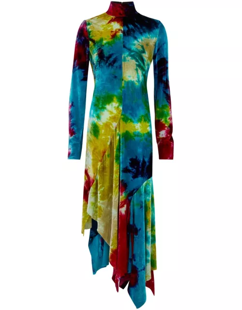 Marques' Almeida Tie-dye Velvet Midi Dress - Multicoloured - 8 (UK8 / S)