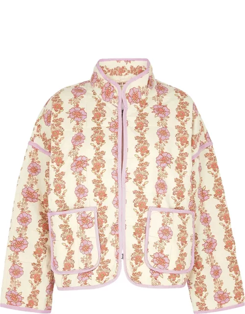 Free People Chloe Floral-print Quilted Cotton Jacket - Cream - M (UK 12-14 / M)
