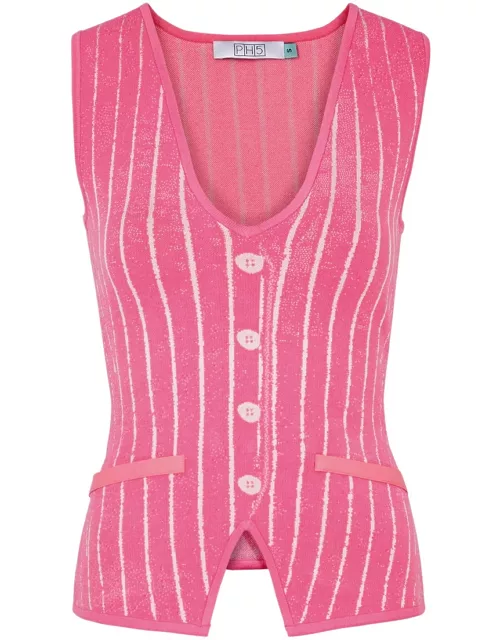 PH5 Marigold Intarsia Stretch-knit top - Pink - M (UK12 / M)