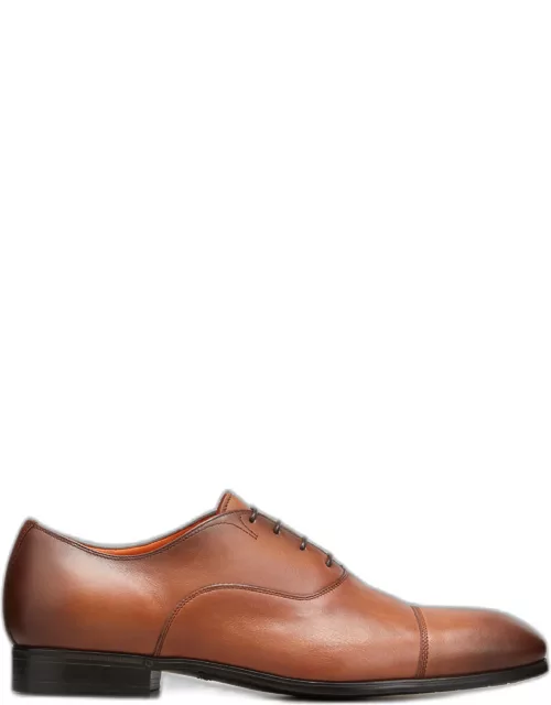 Men's Burnished Leather Cap-Toe Lace-Up Shoe