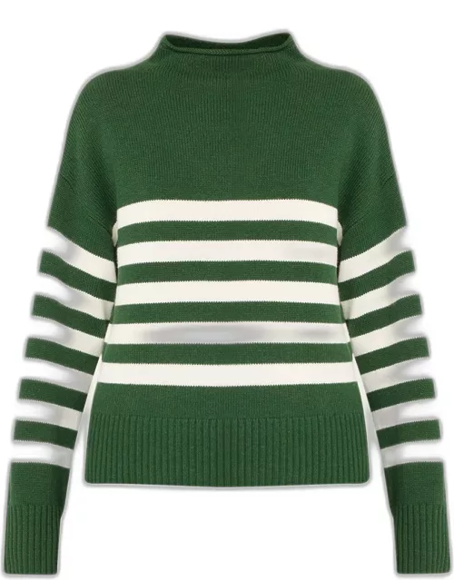 The Lucca Wool and Cashmere Stripe Turtleneck Sweater