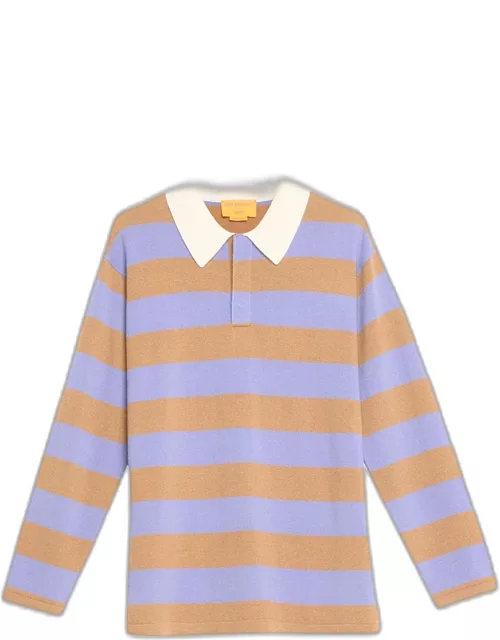 Cashmere Long-Sleeve Striped Rugby Top