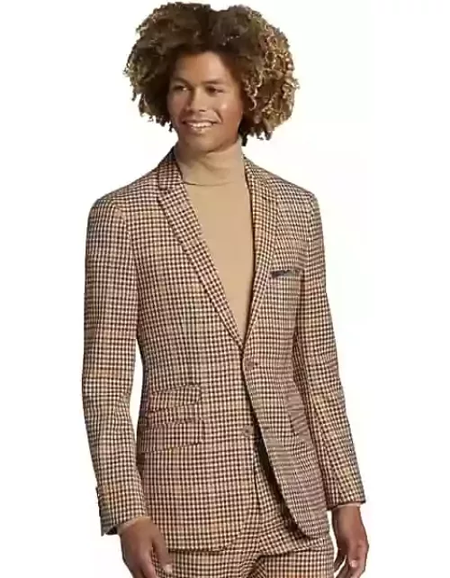 Paisley & Gray Men's Slim Fit Suit Separates Jacket Cabernet Orange Check