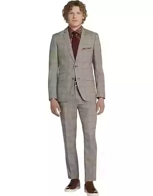 Paisley & Gray Men's Slim Fit Suit Separates Check Jacket Tawny Blue Burgundy Check
