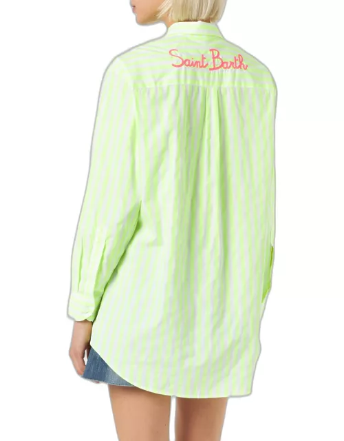 MC2 Saint Barth Striped Cotton Shirt With Saint Barth Embroidery