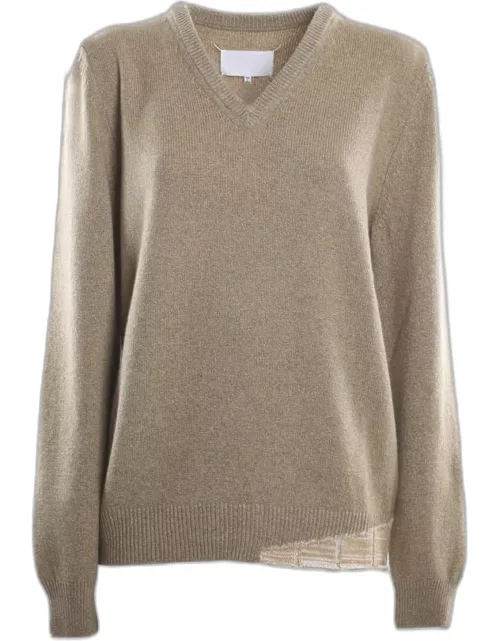 Maison Margiela Wool And Cashmere Sweater With Contrasting Insert