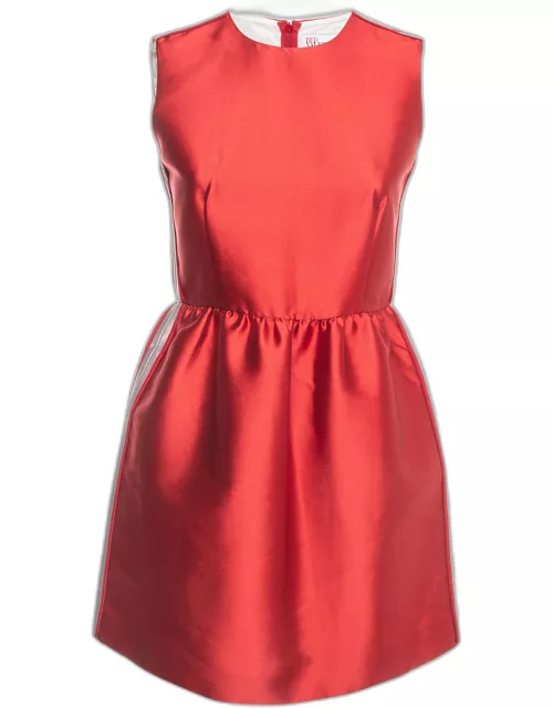 RED Valentino Red Taffeta Side Stripe Detail Mini Dress