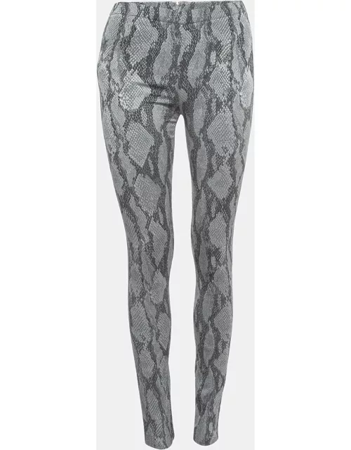 Zadig & Voltaire Grey Snake Printed Textured Knit Leggings
