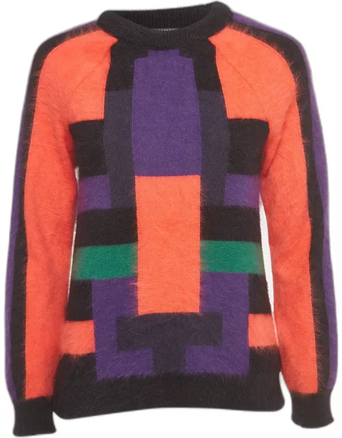 Balmain Multicolor Colorblock Patterned Angora Sweater