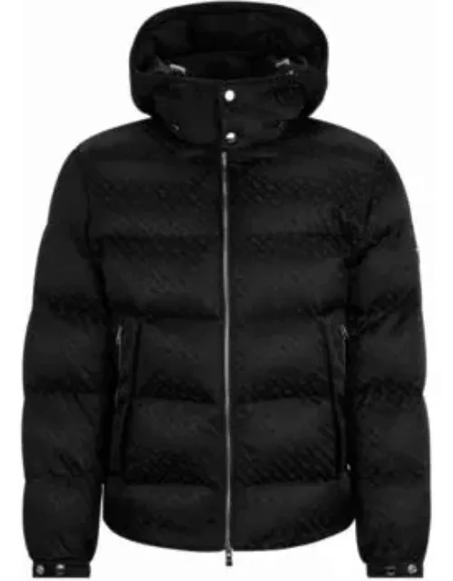 Monogram-jacquard water-repellent padded jacket with hood- Black Men's Casual Jacket