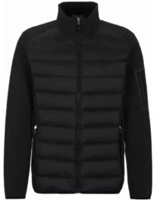 Water-repellent regular-fit jacket with partial padding- Black Men's Casual Jacket
