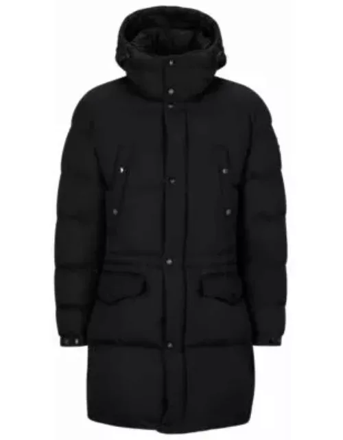 Water-repellent padded jacket with hood- Black Men's Casual Jacket