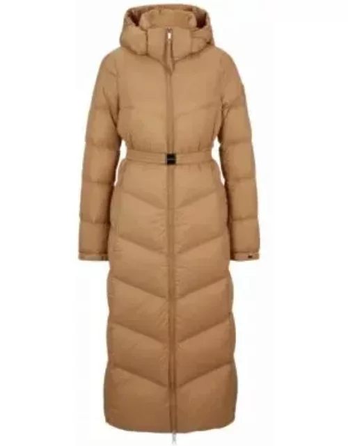 Slim-fit puffer jacket in water-repellent fabric- Beige Women's Casual Jacket