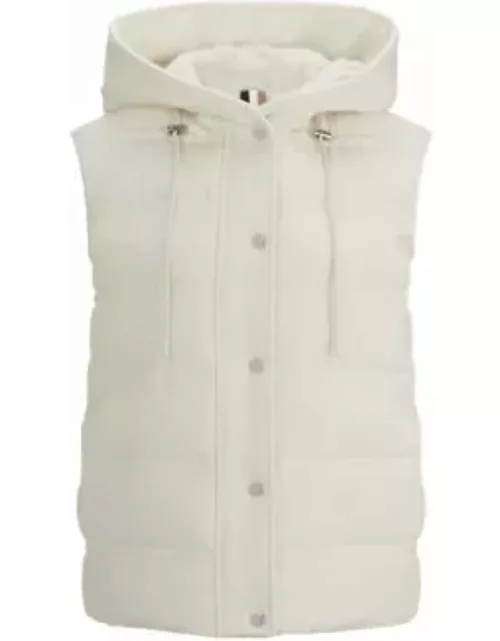 Hybrid hooded gilet with teddy lining- White Women's Casual Jacket