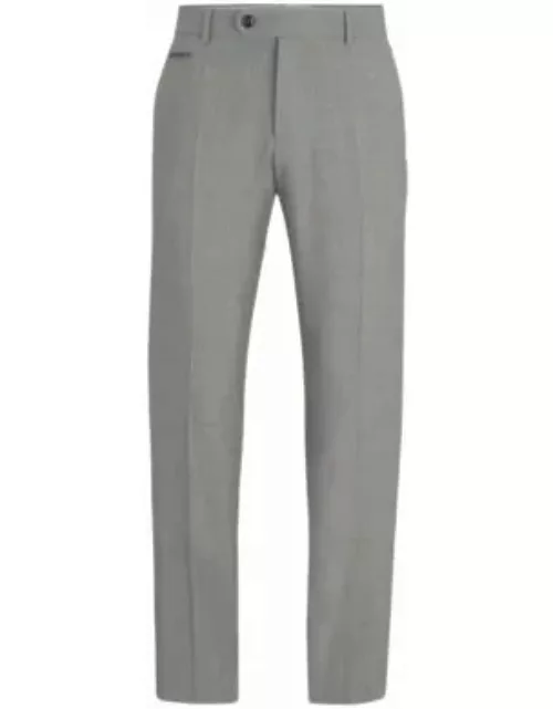 Slim-fit trousers in wrinkle-resistant melange fabric- Silver Men's Suit Separate