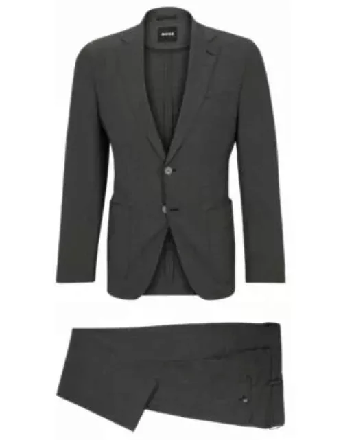 Slim-fit suit in micro-patterned virgin wool- Light Grey Men's Business Suit