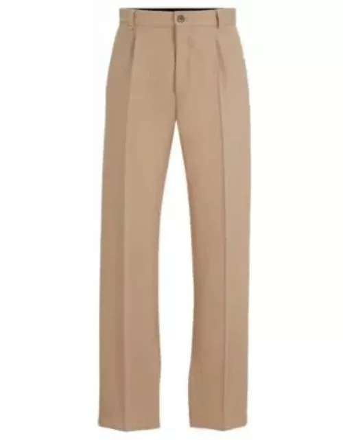 Modern-fit trousers in performance-stretch jersey- Beige Men's Suit Separate