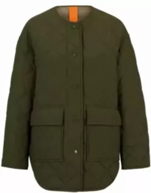 Relaxed-fit water-repellent quilted jacket- Dark Green Women's Casual Jacket