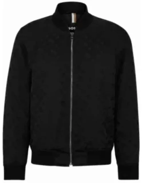 Regular-fit jacket with 3D-effect monogram jacquard- Black Men's Casual Jacket