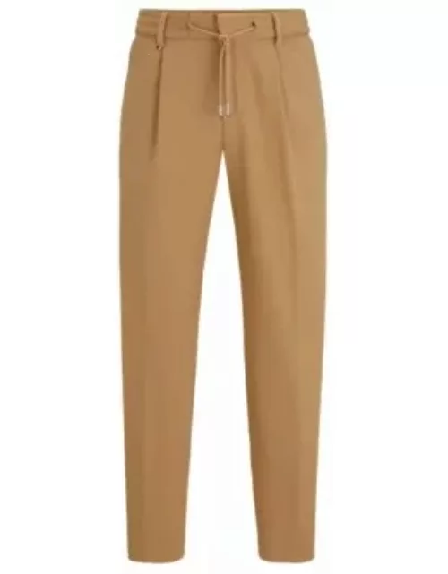 Relaxed-fit drawstring trousers in bi-stretch fabric- Beige Men's Suit Separate