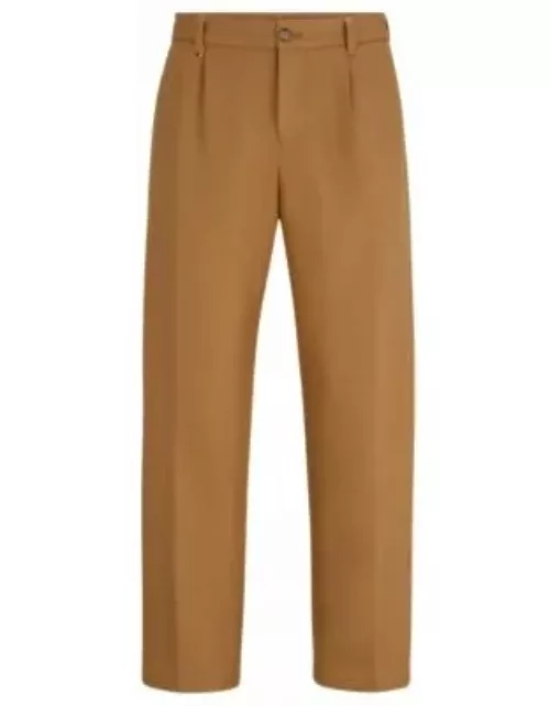Straight-fit trousers in cotton- Beige Men's Suit Separate