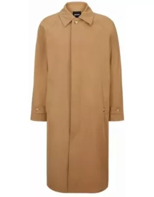 Relaxed-fit coat in cotton with concealed closure- Beige Men's Formal Coat