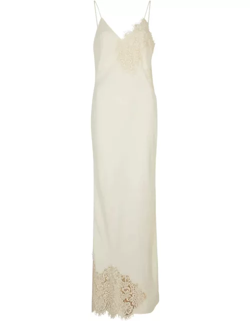 Rohe Lace-panelled Matte Satin Maxi Dress - Cream - 36 (UK8 / S)