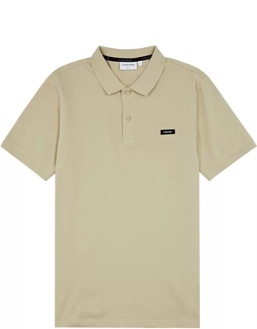 Calvin Klein Logo Piqué Stretch-cotton Polo Shirt - Beige