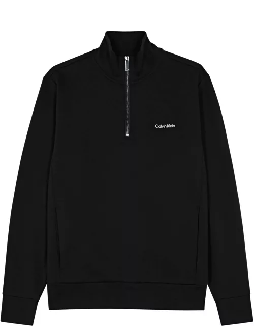 Calvin Klein Logo Cotton-blend Half-zip Sweatshirt - Black