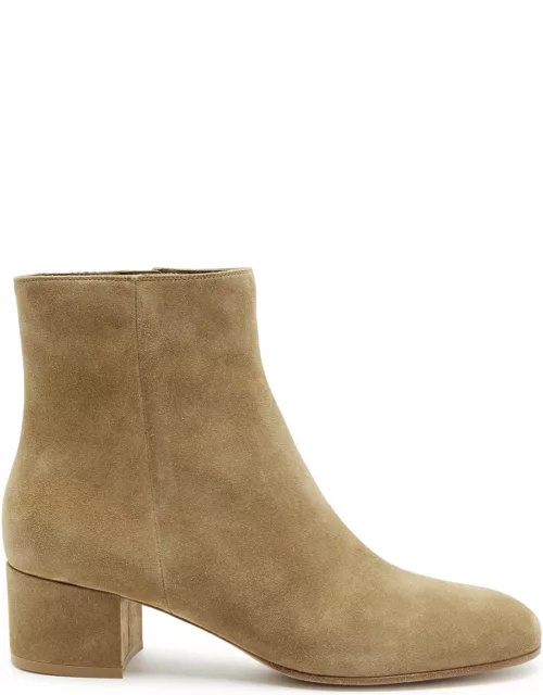 Gianvito Rossi Camoscio Stivale 45 Suede Ankle Boots - Camel - 37 (IT37 / UK4)