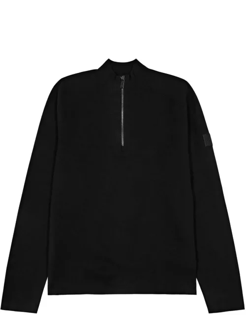Calvin Klein Logo Knitted Half-zip Jumper - Black