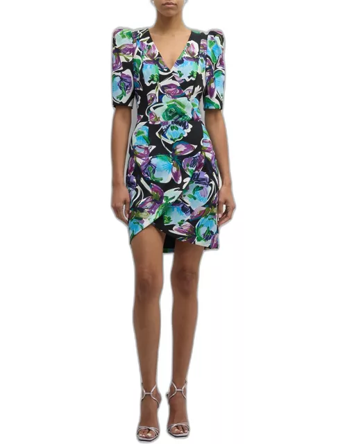 Neyda Floral-Print Puff-Sleeve Mini Dres