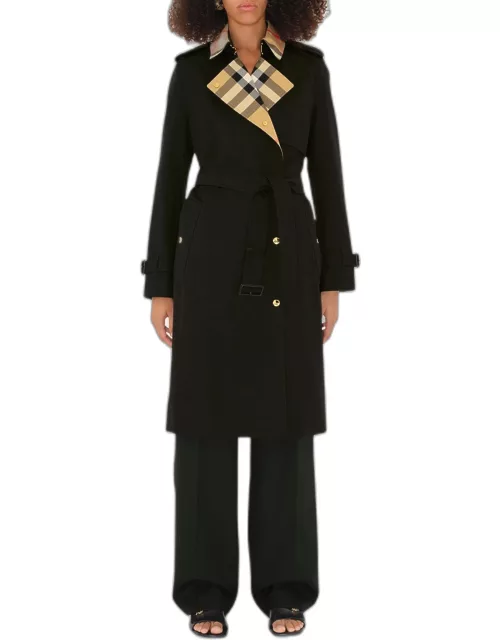 Sandridge Check Belted Double-Breasted Trench Coat