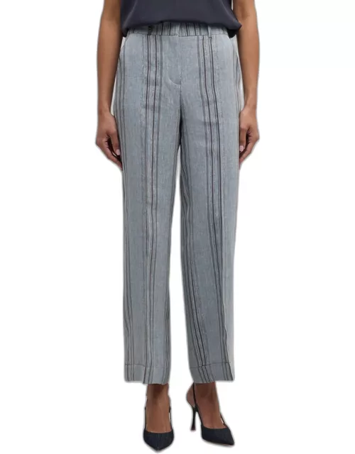 Pleated High-Rise Check-Print Palazzo Pant