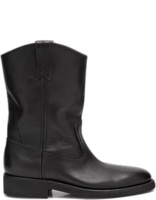 Biker Leather Ankle Boot