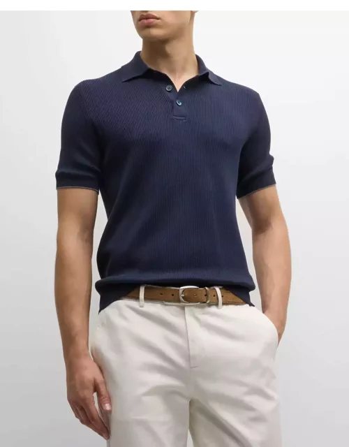 Men's Cotton Ribbed Polo Sweater