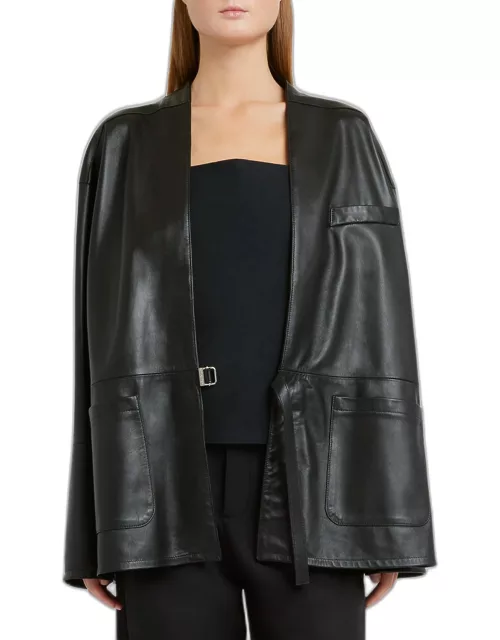 Frida Nappa Leather Collarless Jacket